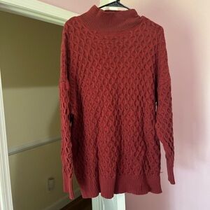 Knox Rose Red Cowl Neck Sweater with Intricate Knit